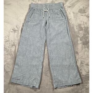 Athleta Pants 12 Blue Cabo Wide Leg Linen Coastal Resort Cruise Vacation Casual